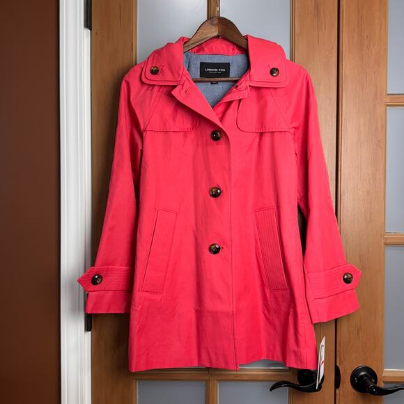 NWT Hisbiscus London Fog Double Collared Hooded Rain Coat - Size PXS - Picture 1 of 11
